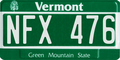 VT license plate NFX476
