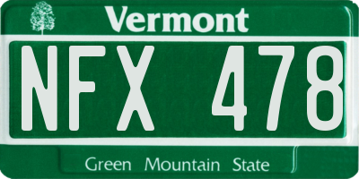 VT license plate NFX478