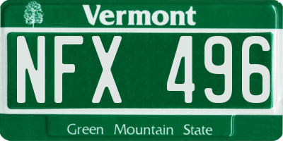 VT license plate NFX496