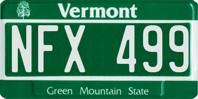 VT license plate NFX499