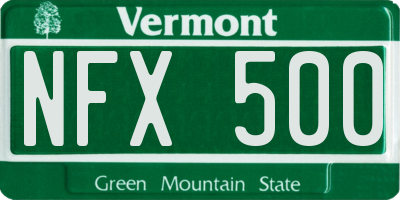 VT license plate NFX500