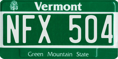 VT license plate NFX504