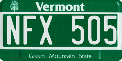 VT license plate NFX505