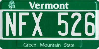 VT license plate NFX526