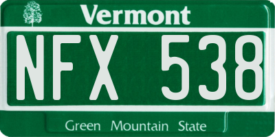 VT license plate NFX538