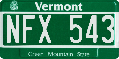 VT license plate NFX543