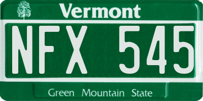 VT license plate NFX545