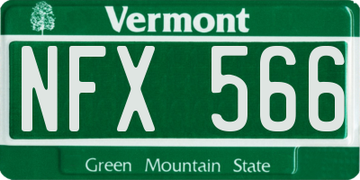 VT license plate NFX566