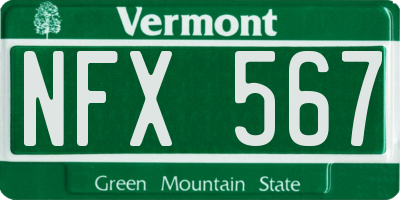 VT license plate NFX567