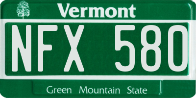 VT license plate NFX580