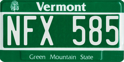 VT license plate NFX585