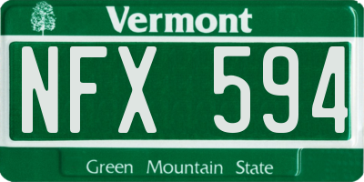 VT license plate NFX594