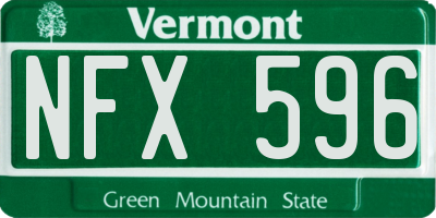 VT license plate NFX596