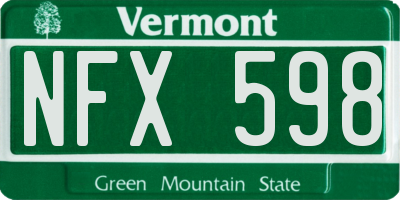 VT license plate NFX598