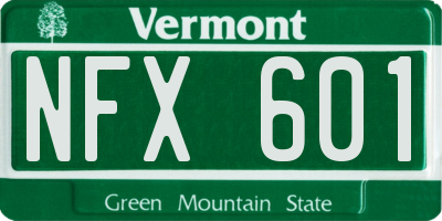 VT license plate NFX601