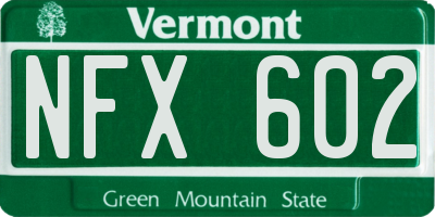 VT license plate NFX602