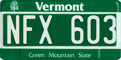 VT license plate NFX603