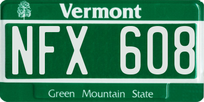 VT license plate NFX608
