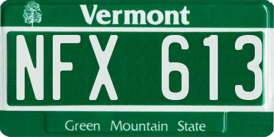 VT license plate NFX613