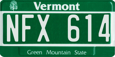 VT license plate NFX614