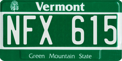 VT license plate NFX615