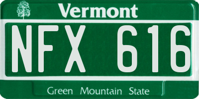 VT license plate NFX616