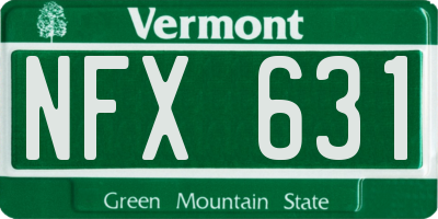 VT license plate NFX631