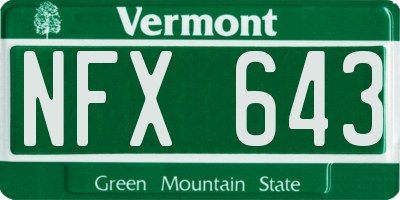 VT license plate NFX643