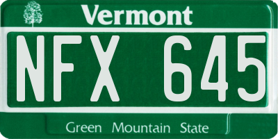 VT license plate NFX645