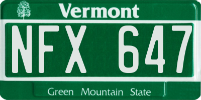 VT license plate NFX647