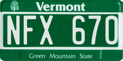 VT license plate NFX670
