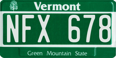 VT license plate NFX678