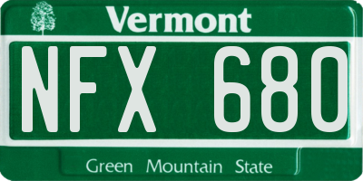 VT license plate NFX680