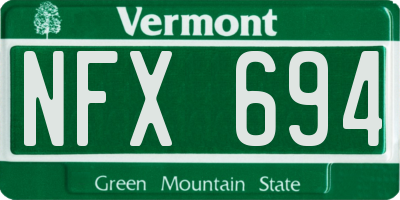 VT license plate NFX694