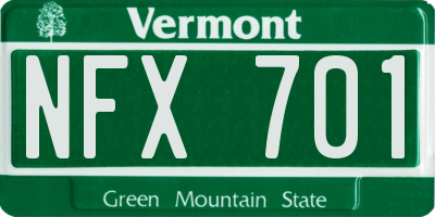 VT license plate NFX701