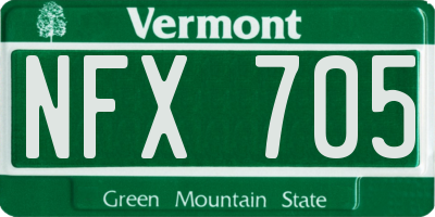 VT license plate NFX705