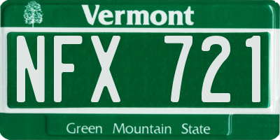 VT license plate NFX721