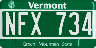 VT license plate NFX734