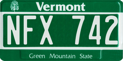 VT license plate NFX742