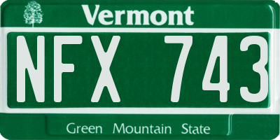 VT license plate NFX743