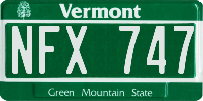 VT license plate NFX747