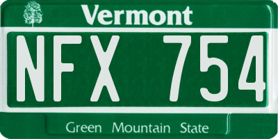 VT license plate NFX754