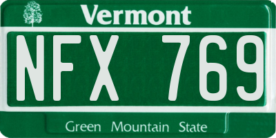 VT license plate NFX769