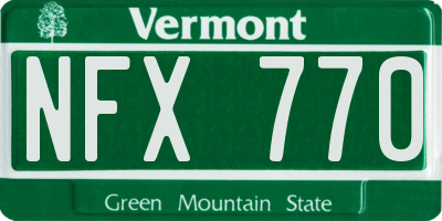 VT license plate NFX770
