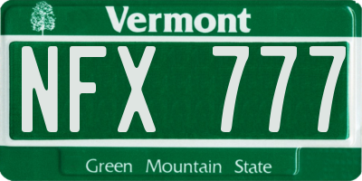 VT license plate NFX777