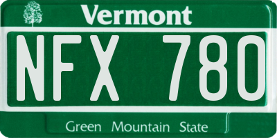 VT license plate NFX780