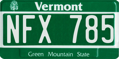 VT license plate NFX785