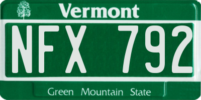 VT license plate NFX792