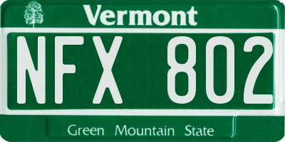 VT license plate NFX802