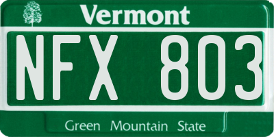 VT license plate NFX803